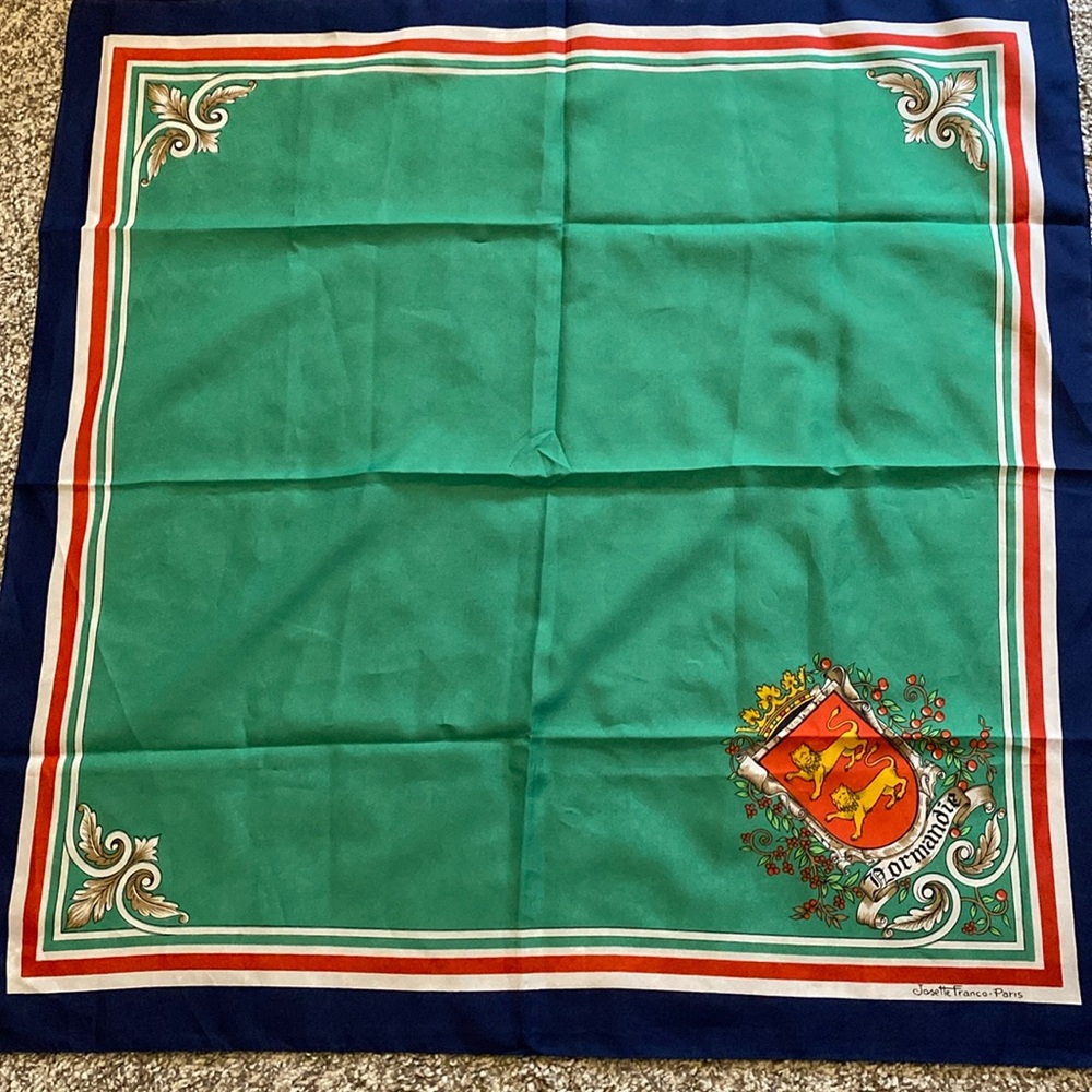 Vintage Josette Franco-Paris Normandie Coat of Arms Scarf